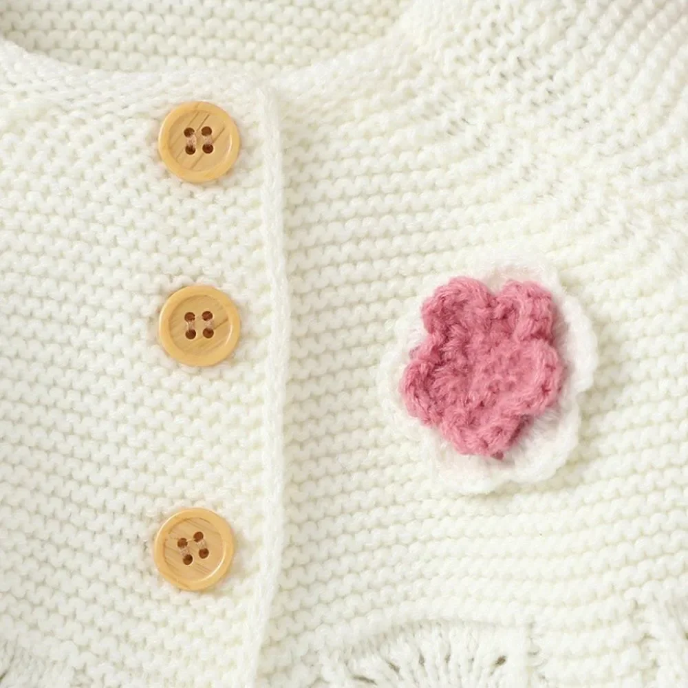 NEW Size 6-9 months, girls white knitted sweater flower long sleeve sweater